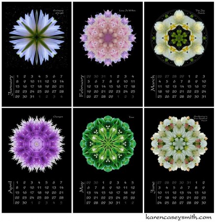 2012 Flower Mandala Calendar (first six months)