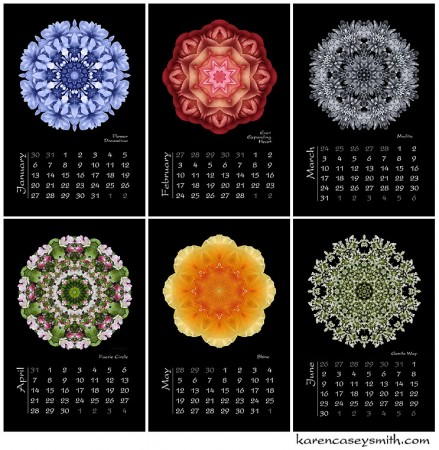 First six months of the 2013 Flower Mandala Calendar